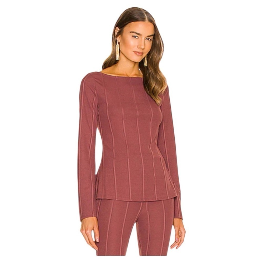 MICHAEL COSTELLO xREVOLVE Emily Long Sleeve Top in Deep Mauve